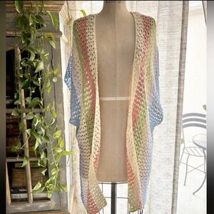 Crochet Duster Festival Hippie Boho Long Cardigan Medium Loveriche